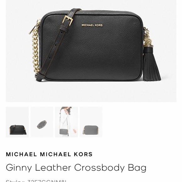 Ginny Michael Kors Small cross body black leather purse with gold details. - Picture 5 of 5